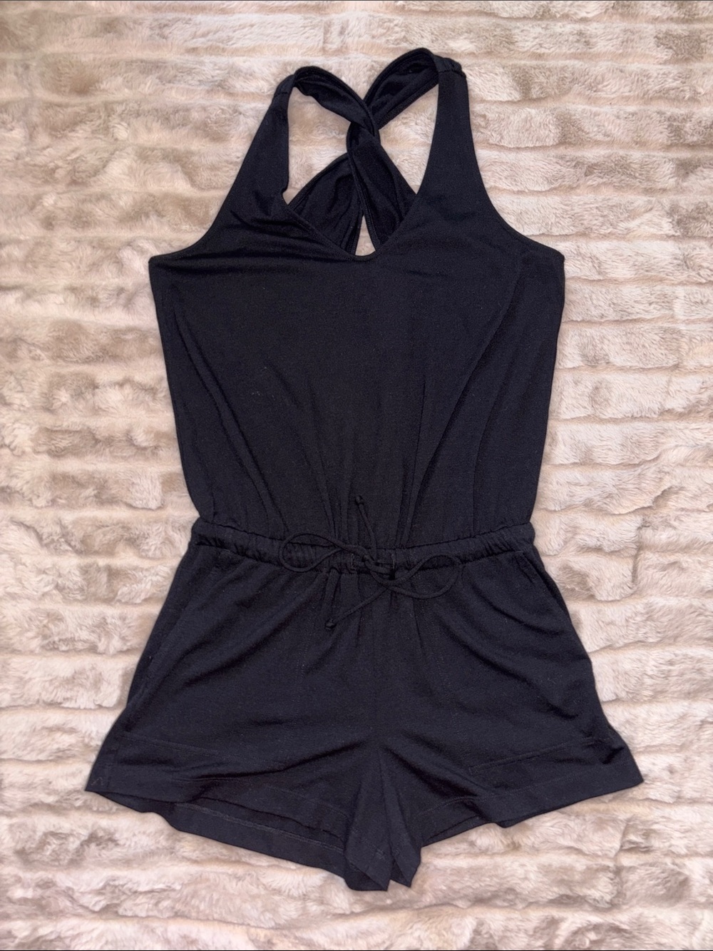 Lou & Grey Black Cross-Back Girls' Romper Shorts
